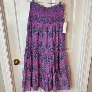 Vibrant Purple Patterned Maxi Skirt
